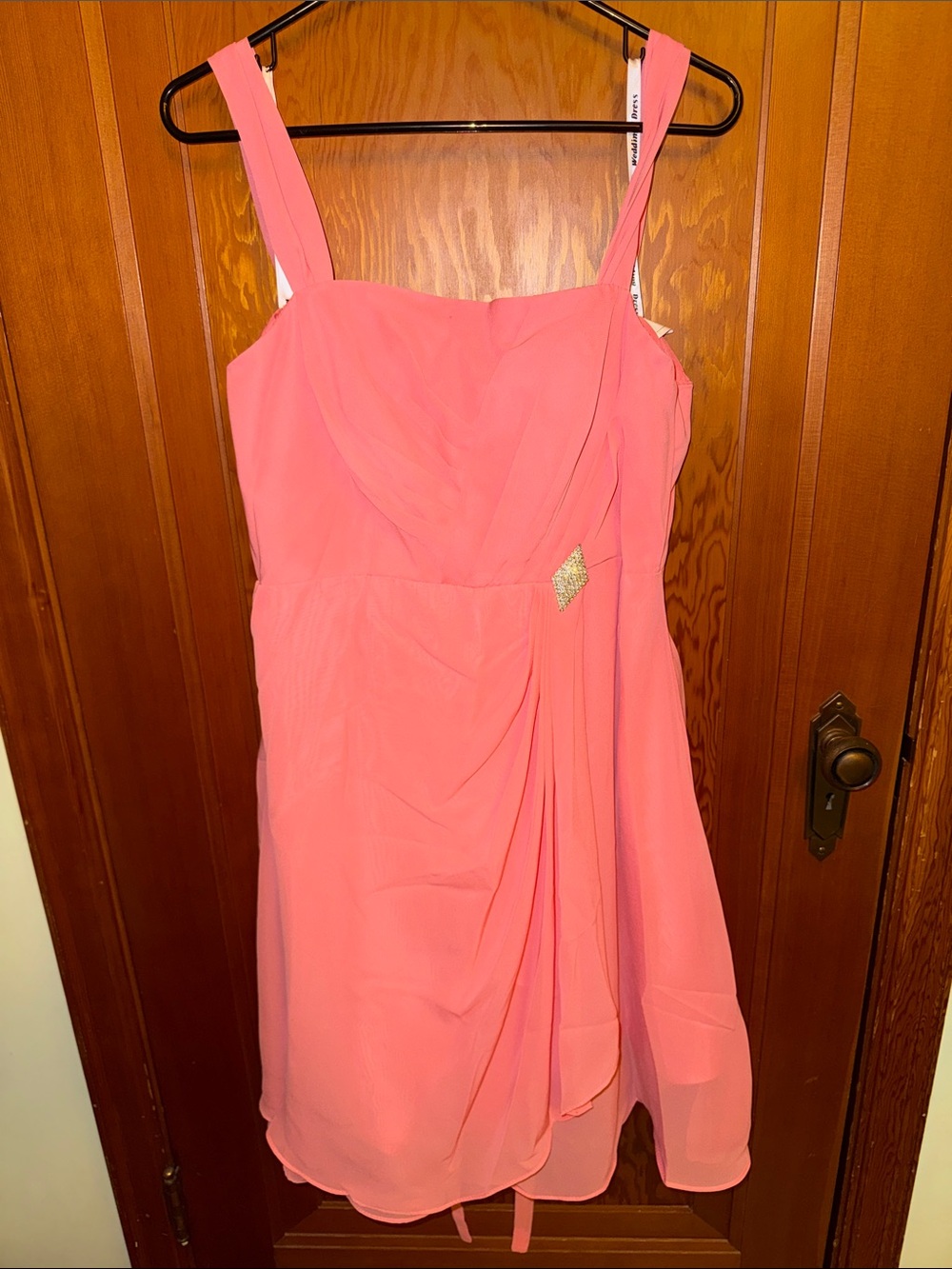 Chiffon Draped Sleeveless Dress - Coral Pink